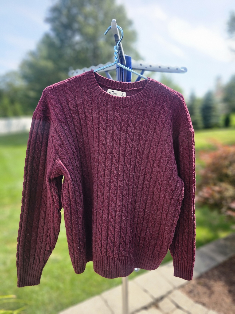 Hollister Women's Cable Crewneck Sweater - Burgundy